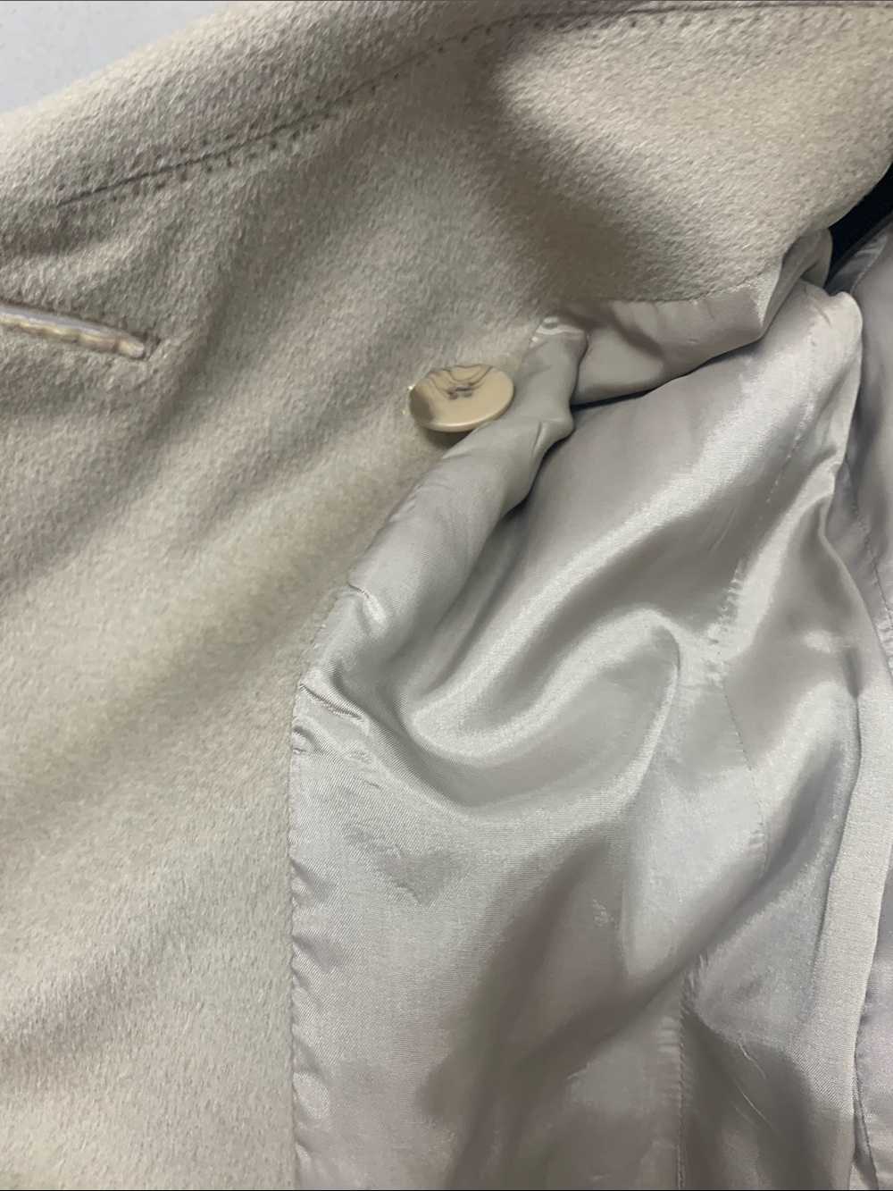 Per Se wool/cashmere taupe Double-Breasted Peacoat - Picture 6 of 6